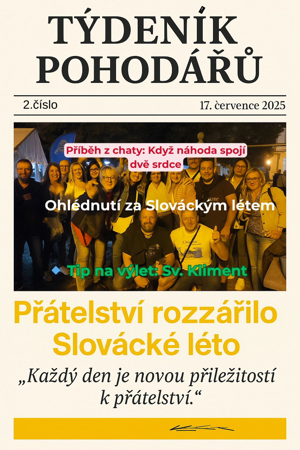 Titulní strana Týdeníku č. 2